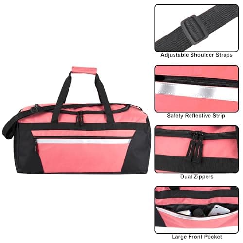 40 Litre, 22 Inch Duffle Bag for Women Men Travel; Large Duffel Bag with Shoulder Strap, Sections (Pink) — view 2