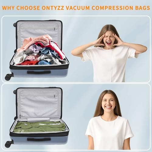 Vacuum Storage Bags for Clothes Reusable TPU Space Saver Bags for Travel with Zip IPX8 Waterproof Packing Organisers Packing Cubes for Suitcase Backpack (3Pcs+Pump) — view 5