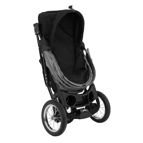 Foldable Pet Jogger Grey Travel Stroller Small Medium Dog Cat Pushchair 22kg Capacity Pram Buggy Carrier 3 Tubeless Wheels Brakes Leashes Canopy Mesh Windows Basket Cup Holders Caddy Bag Rain Cover — view 6