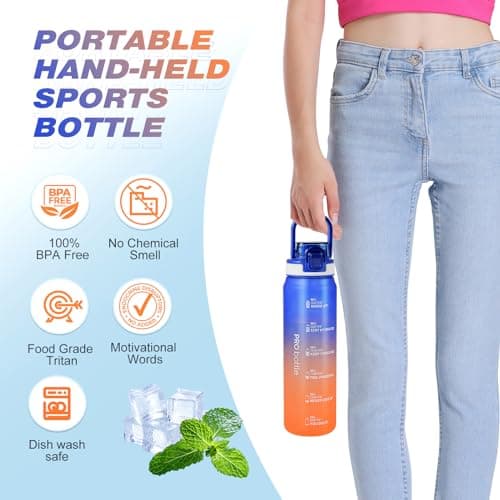 SEASEVEN Sports 1L Water Bottle with Straw for Gym,Office,Travel — view 6