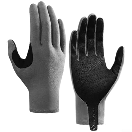 Men's Anti-Slip Wool Gloves for Hiking Walking(gray L)