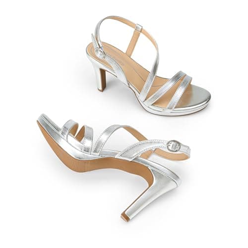 DREAM PAIRS Women's Platform Strappy Heeled Sandals,Silver,8 — view 5