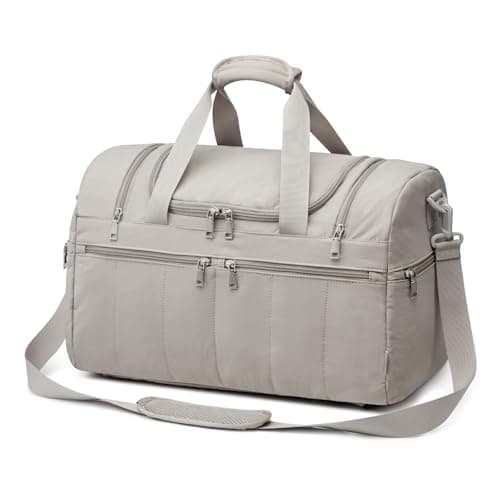 G4Free 45L Travel Duffle Bag for Women Men, 3 in 1 Duffel Bags with Shoes Compartment Gym Backpack for Weekender Overnight, Camel
