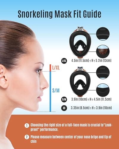 G2RISE Full Face Snorkel Mask Set Adults (Black Orange, XL) — view 3