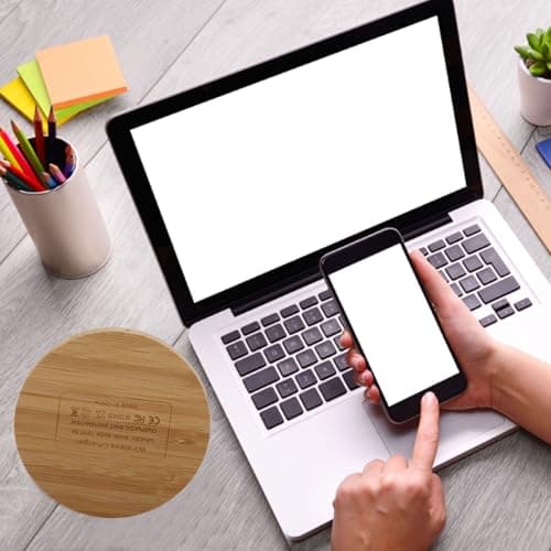 Plyisty Wireless Charger Pad, Bamboo Wood Cell Phone Wireless Charger, 10W Power Charging Station, for Note 8, S8, S8 Plus, S7, S7 Edge, S6, S6 Edge, S10, S10e, S9, G7 — view 5