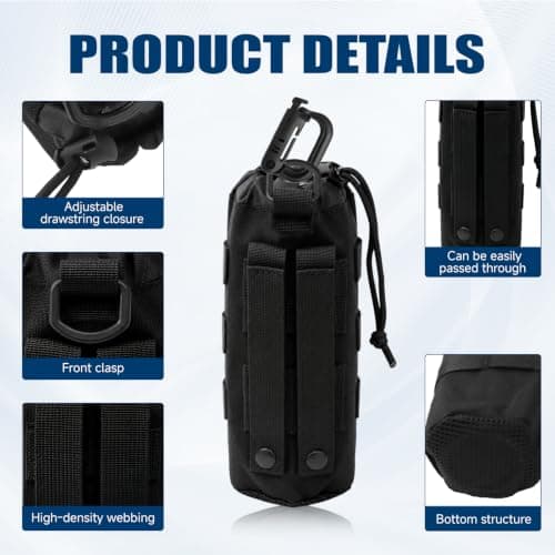2 Pcs Water Bottle Holder, for Molle Water Bottle Pouch & 2 Carabiner — view 3