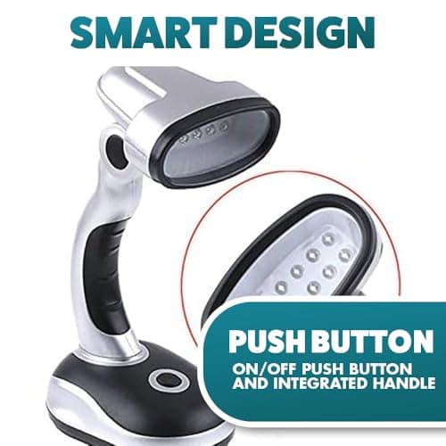 Garden Mile Portable Desk Lamp | Battery Powered 12 White LED Light Table Lamp | Flexible Cordless Wireless Bedside Lamps | Modern Lighting for Camping Home Office Computer Desk — view 5