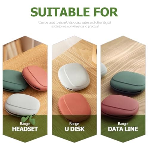 TOKIDNY 3pcs Silicone Earphone Cable Organizer Bag Small Travel Accessories Case Sundries Storage Pouch Portable Carrying Case for Headphones in Quiet Grey, Bamboo Green and Coral Red — view 4