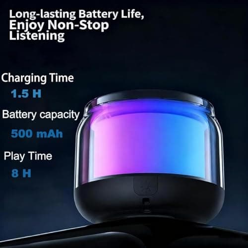 Bluetooth Speaker, Portable Wireless Bluetooth Speaker with Colorful Lights,5-20 Hour Playtime,Bluetooth 5.2 USB C Fast Charge,Mini Speaker with Wireless Stereo Pairing,Gifts for Outdoor, Travel, Home — view 4