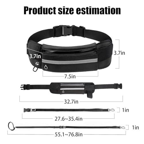 Hands Free Dog Lead Walking Belt,Heavy Duty Dog Running with Waist Belt,Adjustable Bungee,Waist Bag Reflective Stitches for Jogging — view 6