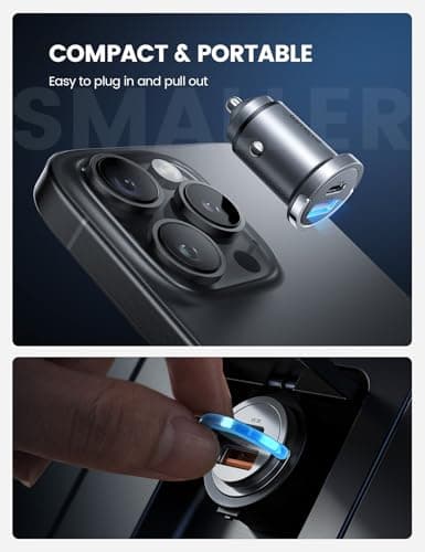 Lamicall 45 W Cigarette Lighter USB C Car Charger - [Super Mini All Metal] 24 V/12 V USB Adapter Car with 45 W USB C & USB A Quick Charger, PD & QC3.0 Car Charger for iPhone 17/16/15, Samsung — view 4