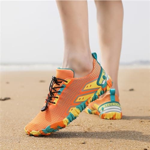 Barefoot Shoes Mens Womens Wide Toe Trail Running Trainers Lightweight Comfortable Workout Shoes for Hiking Fitness Walking Unisex,Orange 10UK — view 4