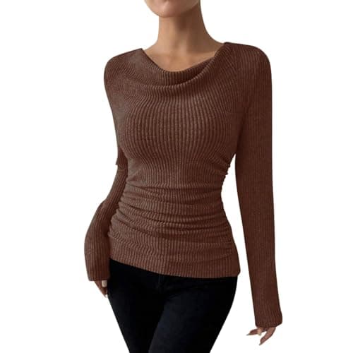 Casual Knit Thermal Underwear Top.Soft Warm Base Layer Shirt for Cold Weather Comfort and Everyday Wear with Breathable Stretch Fit, coffee, S