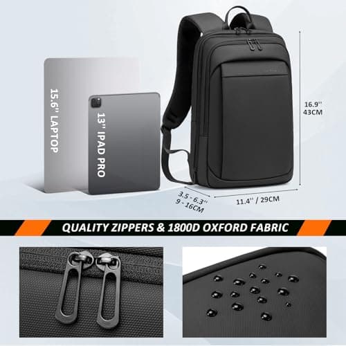 FENRUIEN Laptop Backpack Business Smart Backpack Waterproof fit 15.6 Inch Travel Durable Laptop Backpack with USB Charging Port (Regular) — view 4