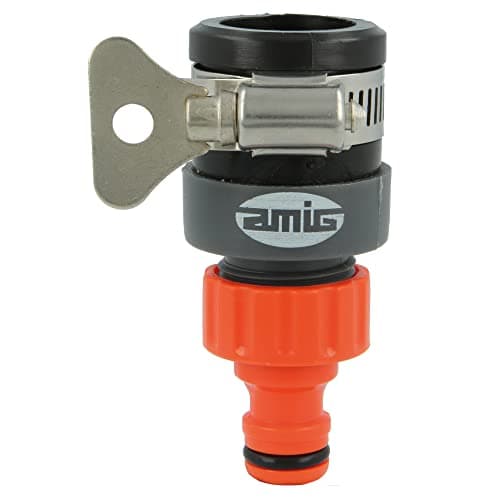 Amig - Universal Hose Adapter | with Stainless Steel Butterfly Screw | Compatible with Most Taps | ABS Plastic and Rubber | Orange and Grey