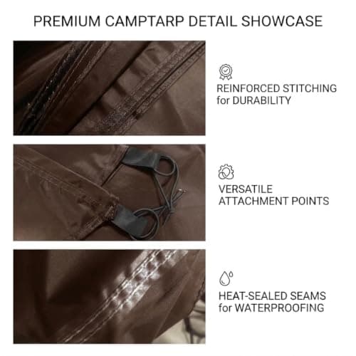 Top Lander Waterproof Ground Sheets Multifunction Tent Carpet Ultralight Tent Footprint for Camping Tarp Awning Bivvy Survival (Brown, 380x380cm) — view 3