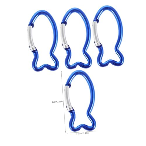 Fish Shaped Mini Carabiner Hook Clips 10 Pcs Aluminium Alloy Blue — view 2