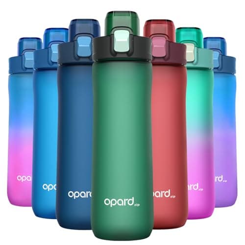 Opard 600ml Plastic Water Bottle Dishwasher Safe, Leakproof Flip-Top Lid, BPA Free Tritan, Wide Mouth Reusable Kids Water Bottle for School Hiking Commuting Outdoor Travel and Gym