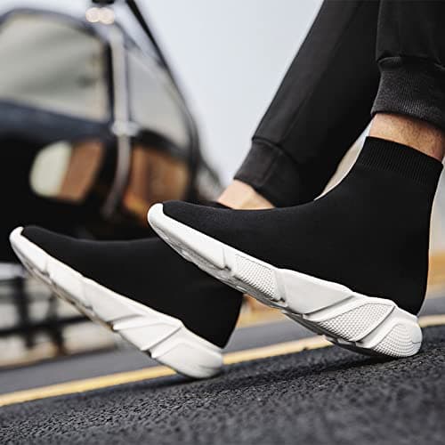 CERYTHRINA Athletic Walking Shoes Knit Weave Mesh Socks Running Shoes Lightweight Breathable Fashion Sneakers Road Fitness Train Dance Gym Casual Platform Loafers Black/White 40 — view 6