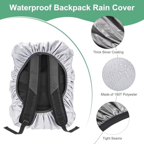 M METERXITY Waterproof Backpack Rain Cover, 65L-75L Waterproof Backpack Cover, Bag Rain Cover with a Vertical Reflective Strap for Hiking/Biking/Camping/Outdoor Traveling [Silver] — view 2
