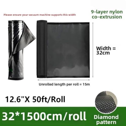 FACAIIO PE+PA Coextruded for Vacuum Sealer Bags Roll Black Textured Nylon High Strength Compression Storage Seasonal Clothes Bedding Moisture Resistant — view 2