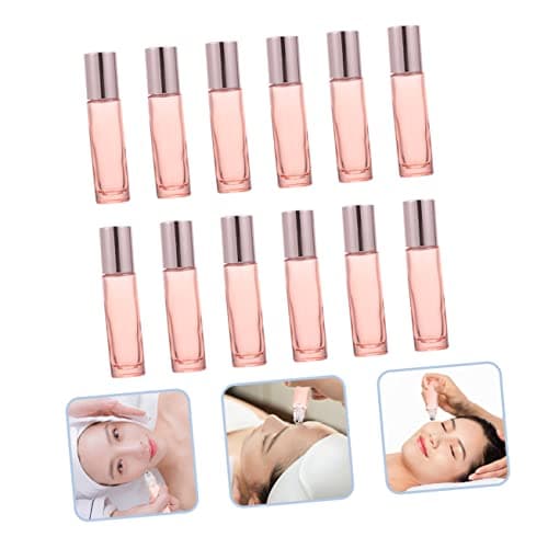 PACKOVE 12pcs 10ml Frosted Glass Roll on Bottles Refillable Perfume Essential Oil Bottles Portable Travel Storage Cosmetic with Rose Gold Caps — view 2