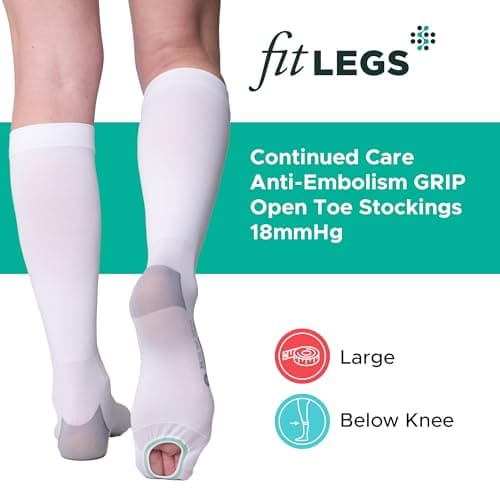 FITLEGS - Anti-Embolism Open-Toe Compression Stocking 18mmHg, XL, White — view 3