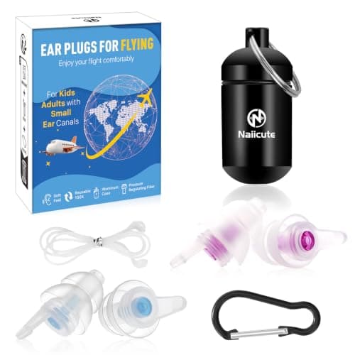 Naiicute Ear Plugs for Flying, Pressure Filtering Protection 2Pair Reusable