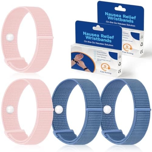 2 Pair Nylon Travel Sickness Bands for Motion & Morning Sickness Adult Kid