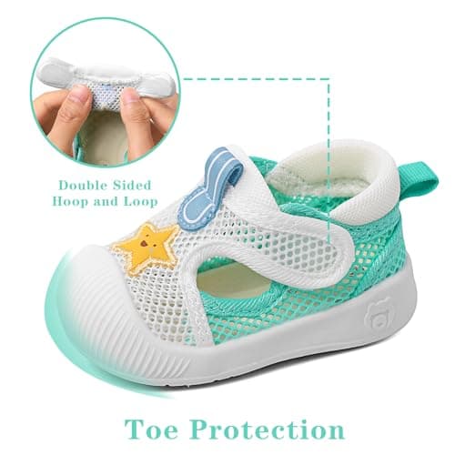 MASOCIO Baby Shoes Sandals Toddler Boys Girls First Walking Pre Walkers Summer Soft Sole Trainers 9 Infant 6-12 Months Size 2.5 UK Child White — view 3