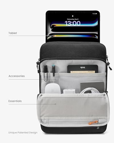 tomtoc Tablet Shoulder Bag for 13-inch iPad Air 2026 (M4/M3/M2), iPad Pro 13-inch (M5/M4), 12.9-in iPad Pro M5/M2/M1 with Keyboard Folio, for Galaxy Tab S9+/S8+, Surface Pro 9/10, Tablet Sleeve — view 2