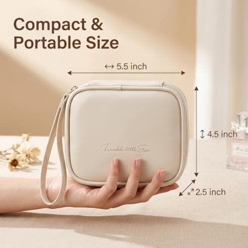 White Waterproof Travel Toiletry Bag, Compact Cosmetic Makeup Pouch 14x11.5x6 cm, Portable Mini Wash Bag for Toiletries & Skincare, Ideal for Short Trips, Gym & Daily Use — view 3