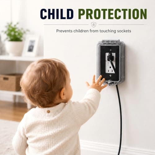 PILISPARK Baby Safety Outlet Cover Box-Key Lock for Much Better Toddler Proofing, Easier Operation, Simple 4 Step Install with Included Screws,Provides Extra Space Inside for Plugs,Adapters — view 5