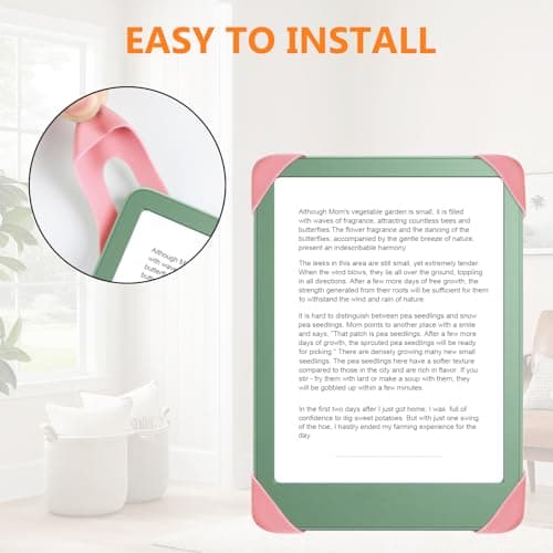 HoYiXi Universal Case for 6 inch Kindle eReader Compatible with Paperwhite(2015/2018)/Pocketbook and Tolino/Kobo Clara HD,For 6'' eReader with High Elasticity Hand Strap,Pink — view 5