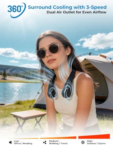 Amacool Bladeless Neck Fan, Father Day Gifts, Gifts for Him Father Dad Husband, Wearable Cooling Neck Fan Rechargeable for Women Men, Hot Flashes Golf Sports Cruise Beach Travel Essential 2026 — view 4