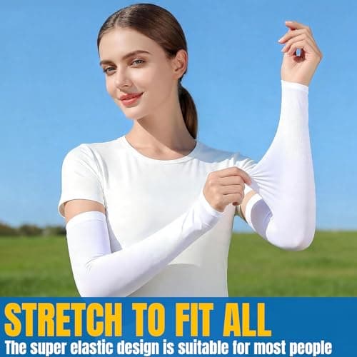 PFFY 4 Pairs Arm Sleeves Cooling UV Protection Compression, Black*2 + Grey*2, One size — view 4