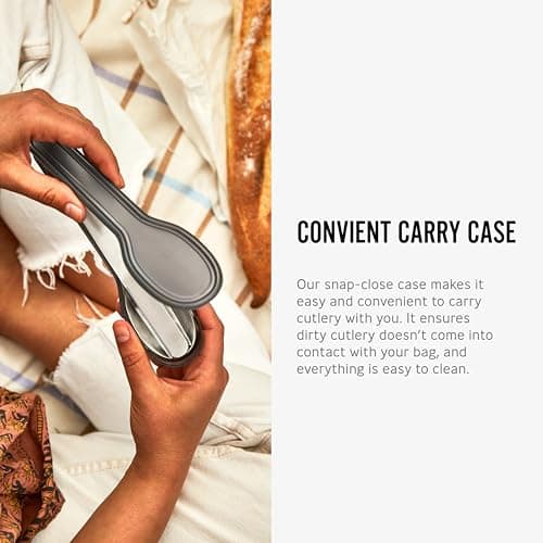 Black+Blum Nesting Cutlery Set | 3 Piece Stainless Steel Compact Travel Cutlery Set (Knife, Fork, and Spoon) Portable Tableware with Snap Shut Case, Silver — view 5