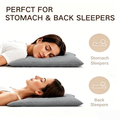 Dovishire Ultra Thin Low Loft Pillow for Sleeping, Flat Slim Bed Pillow for Stomach Sleepers and Back Sleepers, Soft Breathable Neck-Friendly Cushion, 2cm Low Profile Travel Pillow (Gray) — view 4