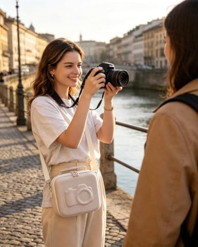 XANAD Hard Camera Case for Panasonic Lumix with Shoulder Strap Beige — view 4