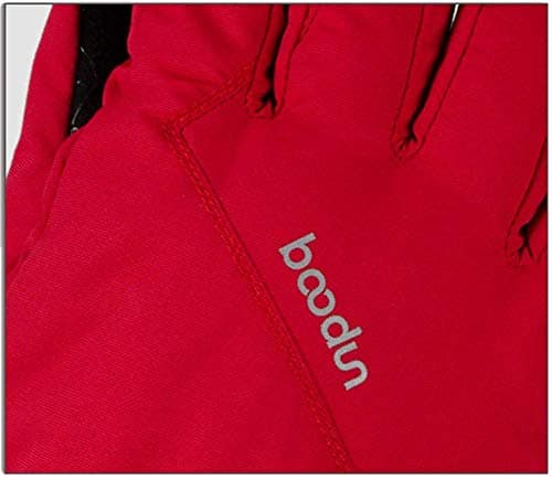 MU Waterproof Thermal Gloves Outdoor Skiing Five-Finger Wrist Long Section Built-in Waterproof Jacket Winter Ski Gloves Men and Women Winter,Red,Medium — view 4