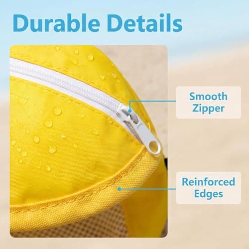 Cosiesnest Crab-Shaped Shell Collecting Bag, Shell Collecting Bag, Multifunctional Beach Bag, Mesh Beach Bag, Breathable Mesh Bucket with Adjustable Strap for Beachcombing, Seaside & Outdoor (Yellow) — view 6
