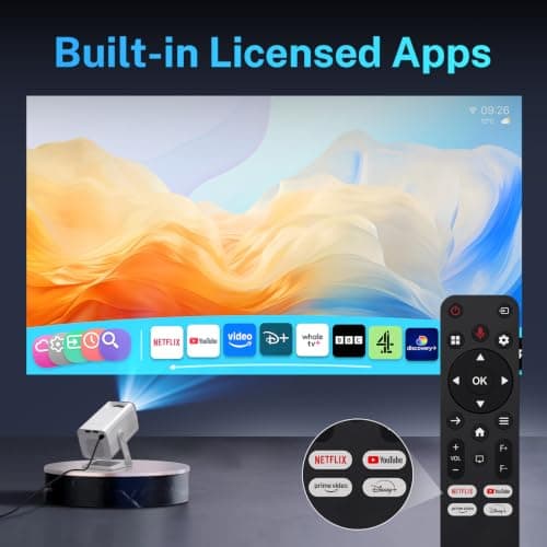 [Netflix-Licensed 4K Supported] Mini Smart Projector Android13 Voice Remote — view 2