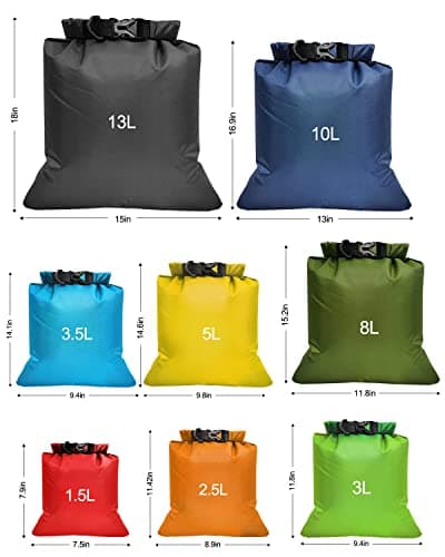 Victoper Waterproof Dry Bag Set 8 Pcs, Lightweight Large Capacity Ripstop Dry Bags Waterproof in 12L 10L 8L 5L 3.5L 3L 2.5L 1.5L Organizer Storage Bags for Outdoor Hiking Camping Fishing Cycling — view 2