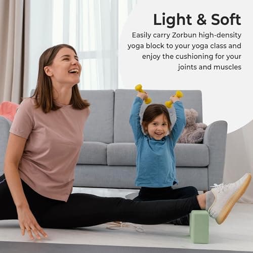Yoga Block Set of 2 - High Density EVA Foam Blocks - Mint Green Anti-Slip Yoga Brick with eBook - Perfect for Pilates, Exercise, & Meditation — view 5
