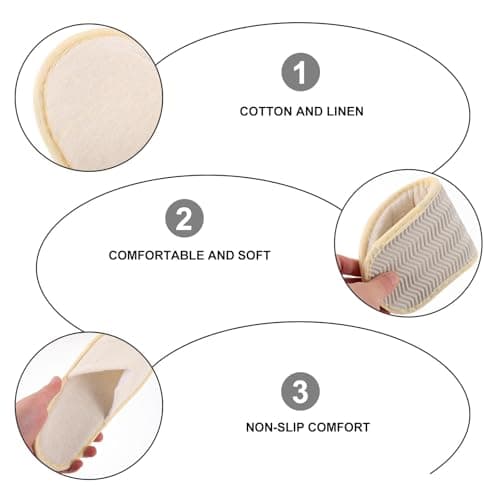 VOSAREA Foldable Travel Slippers Khaki Cotton Linen 6 Pairs for Men Women — view 5