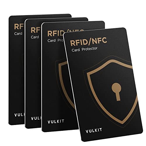 VULKIT RFID/NFC Blocking Cards - 4 Pack, Ultra Thin Credit Card Protector, Contactless Cards Protecor, Premium NFC Blocker, for Credit Cards, ID Cards, Passports, Wallet