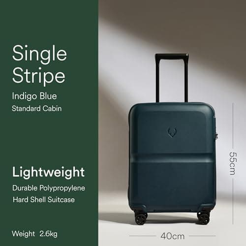 ANTLER Single Stripe Hard Shell Cabin Suitcase + Laundry Bag - 55x40x20cm 39L, Lightweight, 4 Spinner Wheels, TSA Lock - Carry On Luggage Approved by easyjet, Ryanair & British Airways - Indigo Blue — view 2