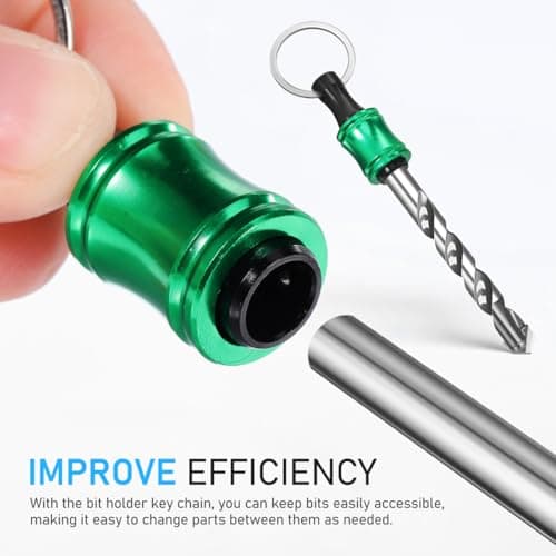 HANABASS 1/4 Shank Bit Holder Key Chain Set Drill Bit Holder Extension with Carabiner Clip Keyring 10 Pcs Quick Release Socket Adapter for Tool Bag Belt and Diy Projects — view 4