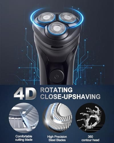Lorrtta USB Charging Electric Razor for Men, Cordless 90-Min Runtime Electric Shaver with LED Display, IPX5 Waterproof Shavers with Pop-Up Trimmer for Smooth Shaving, Fathers Day Gift for Men — view 4