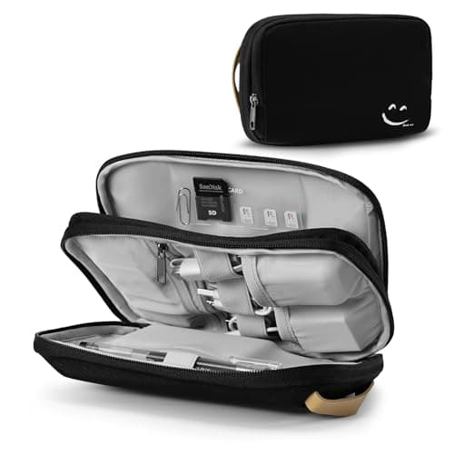 OrgaWise Cable Organiser Bag, Electronic Organizer Travel Case, Water Resistant Travel Accessories Bag Tech Pouch for Charger Adapter Power Bank Hard Drive (Black)